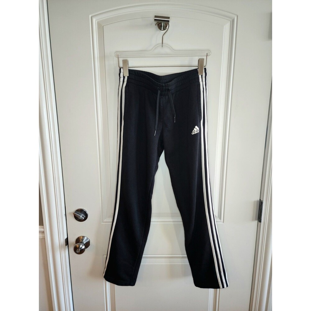 Adidas Women's Fleece Jogger Black With White Stripes Size Medium